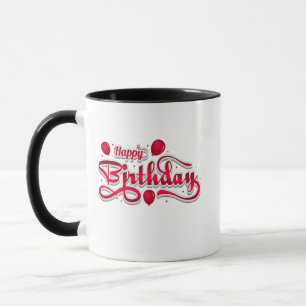 Happy Birthday Pink Balloons Mug