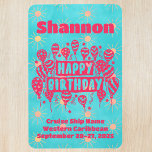 Happy Birthday Pink Blue Cruise Door Magnet<br><div class="desc">Cruise ship birthday celebration cruise door magnet that can be customised. Decorate your cruise ship door with this fun cruise door marker. Customise with birthday person's name, ship name, sailing date, and cruise destination. Please note: Not all ship's doors are magnetic. We cannot guarantee your door will be magnetic. Please...</div>