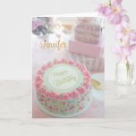 Happy Birthday Pink Cake Personalise Greeting Card<br><div class="desc">Happy Birthday Pink Cake Personalise Greeting Card</div>