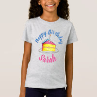 Happy Birthday Pink Cake Slice Candle Party Favour