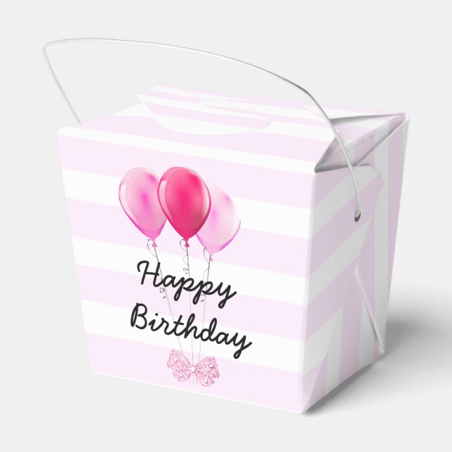 Happy Birthday Pink Cherry Cupcake with Bows Box (Back Side)