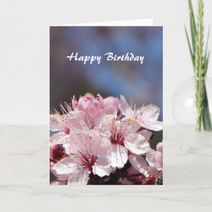 Happy Birthday pink cherry flowers card
