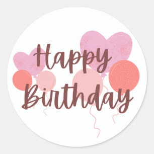 Happy Birthday Pink  Classic Round Sticker