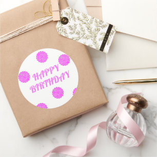 Happy birthday pink classic round sticker