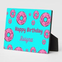 Happy Birthday pink cream doughnuts blue