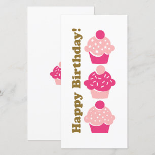 Happy Birthday Pink Cupcake Card