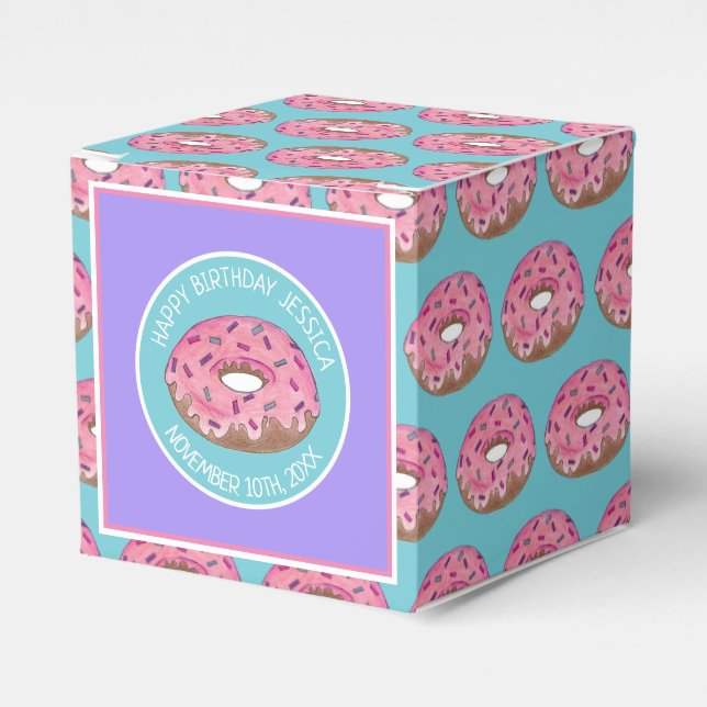 Happy Birthday Pink Doughnut Doughnut Bday Girl Pa Favour Box (Front Side)