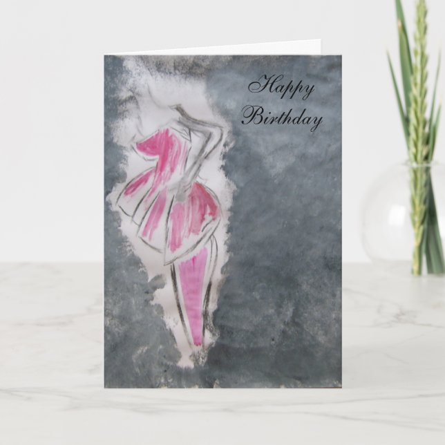 Happy Birthday (pink dress) Card (Front)