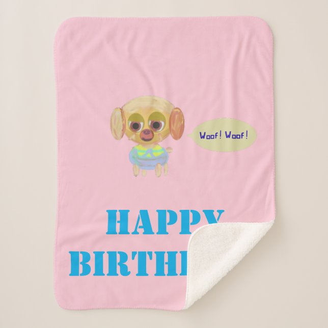 Happy Birthday Pink Fleece Blanket (Front)