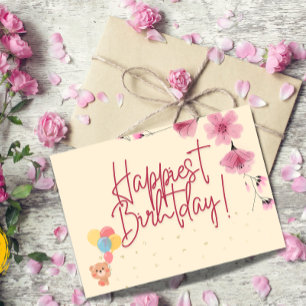 happy Birthday  Pink floral Card , Birthday card