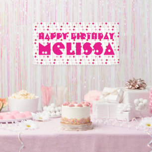 Happy Birthday Pink Frosted Cake Pops Party Favour Banner