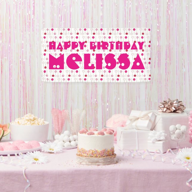 Happy Birthday Pink Frosted Cake Pops Party Favour Banner (Party)
