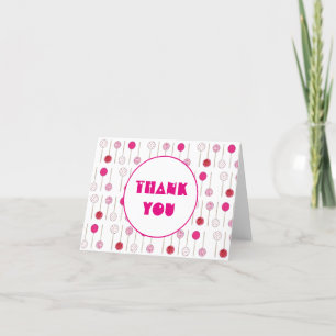 Happy Birthday Pink Frosted Cake Pops Party Favour Thank You Card