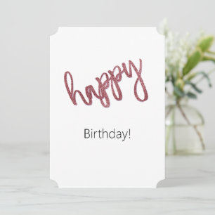 Happy Birthday Pink Glitter Minimal