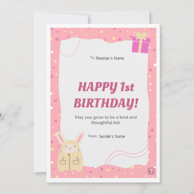 Happy Birthday Pink Greeting Card (Front)