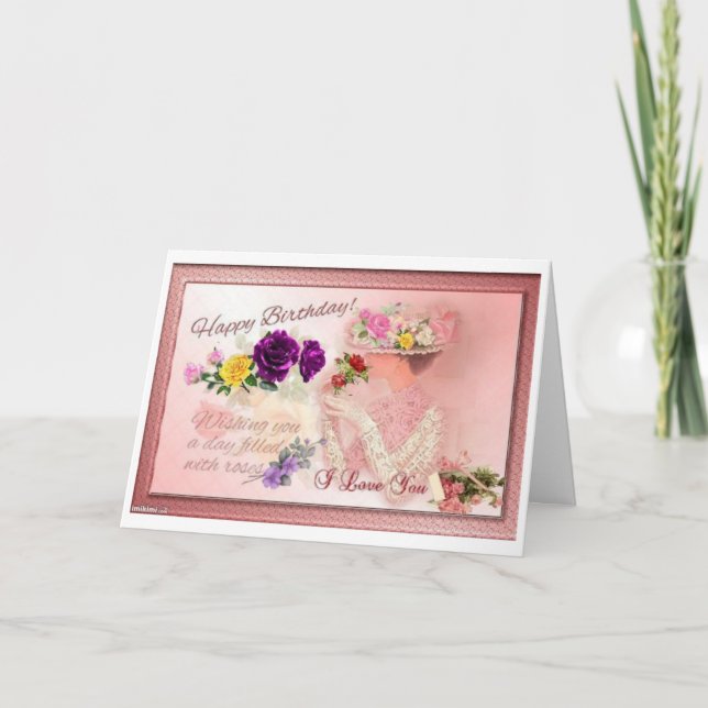 Happy Birthday Pink Hatter Card (Front)