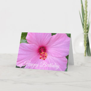 Happy Birthday Pink Hibiscus Flower Card