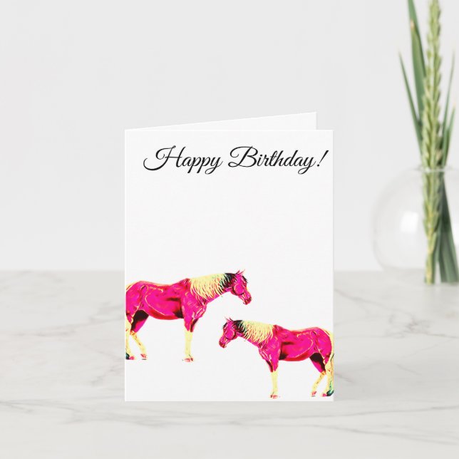happy birthday pink horse card (Front)