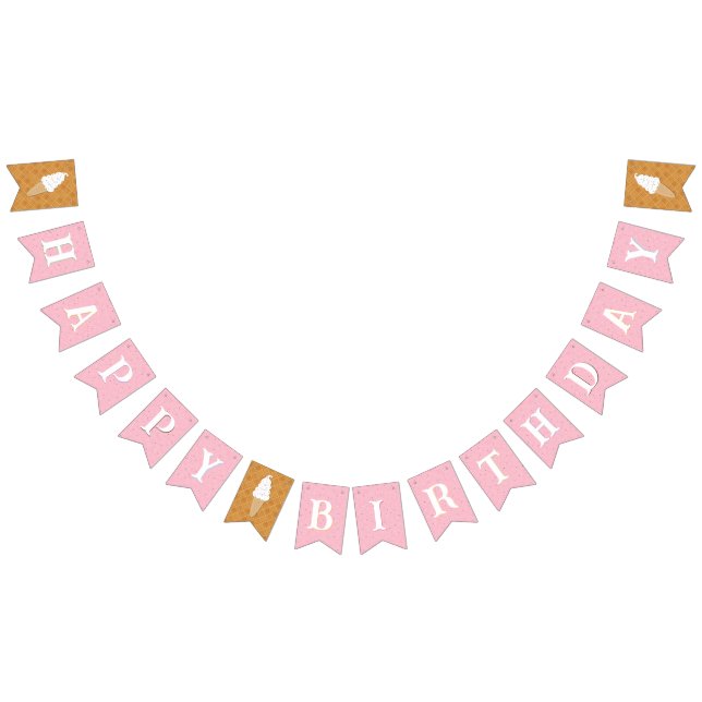 Happy Birthday Pink Ice Cream Bunting (All)