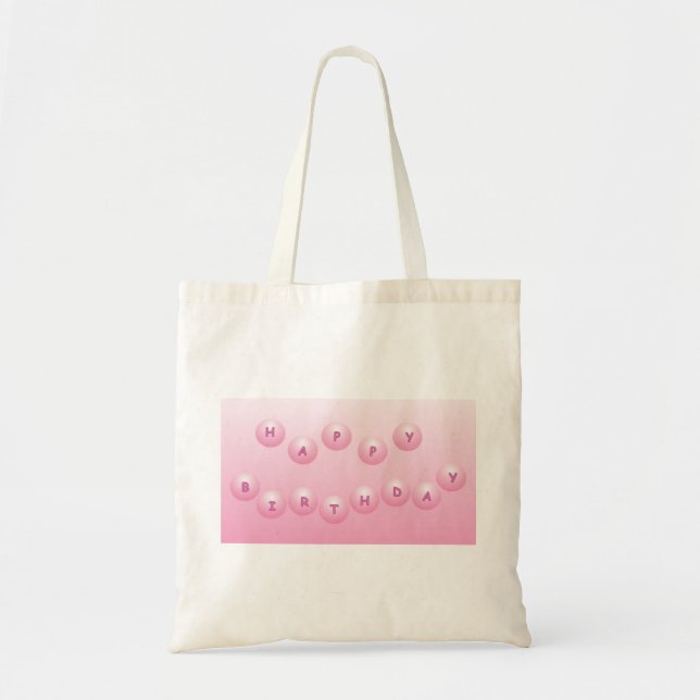 Happy Birthday Pink Orbs Tote Bag (Front)