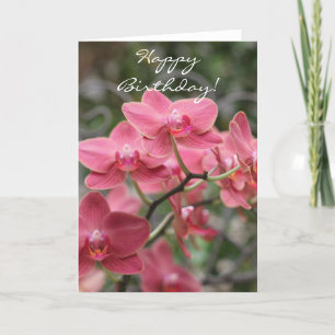 Happy Birthday Pink Orchid flowers Card