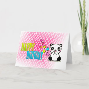 Happy Birthday Pink, Panda,  Greeting Card