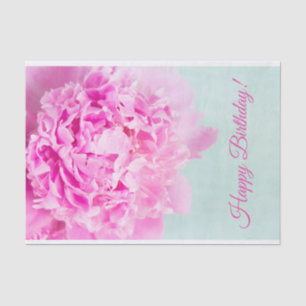Happy Birthday Pink Peony Pastel Tissue Paper