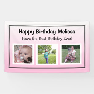 Happy Birthday Pink Photo  Banner