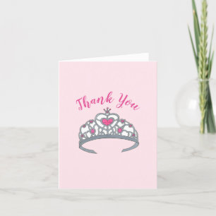 Happy Birthday Pink Princess Tiara Crown Thank You Card