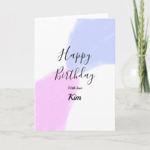 Happy birthday pink purple pastel name simple eleg card
