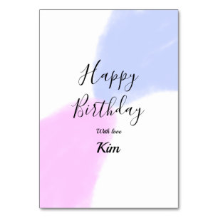 Happy birthday pink purple pastel name simple eleg table number