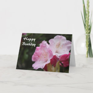 happy birthday, pink rhododendron card