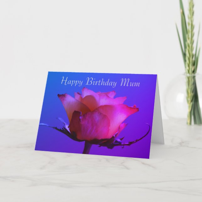 Happy Birthday Pink Rose Personalizable Card (Front)