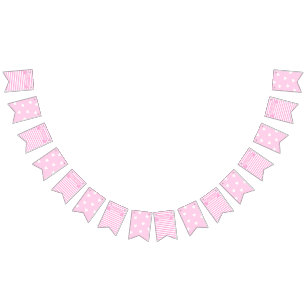 Happy Birthday! pink Stripes & Hearts Birthday Bunting