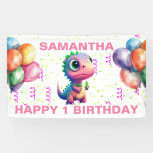 HAPPY BIRTHDAY PINK T REX Banner