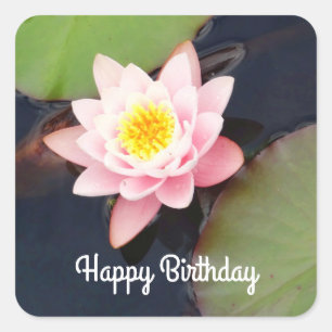 Happy Birthday Pink Water Lily #1 Stickers