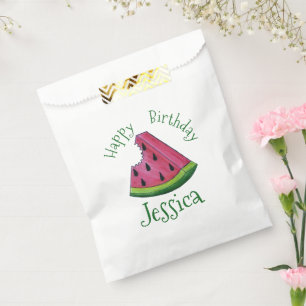 Happy Birthday Pink Watermelon Slice Fruit Picnic Favour Bags