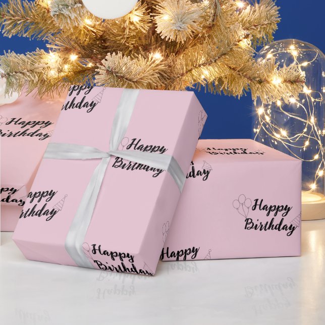 Happy Birthday Pink Wrapping Paper (Holidays)