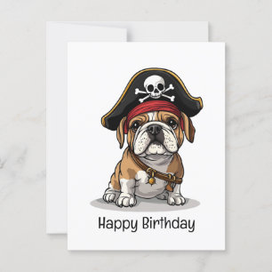 Happy Birthday Pirate English Bulldog Skull Postcard