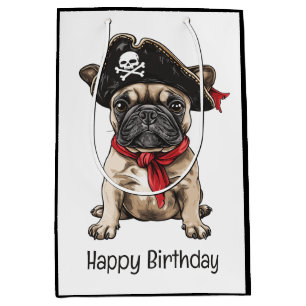 Happy Birthday Pirate French Bulldog Medium Gift Bag