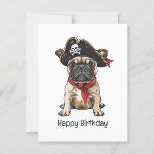 Happy Birthday Pirate French Bulldog Postcard