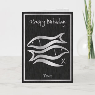 Happy Birthday Pisces Elegant Horoscope Card