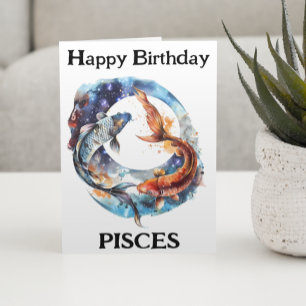 Happy Birthday Pisces Zodiac  Card