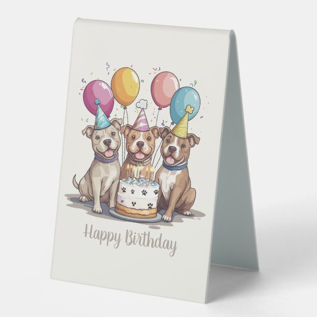 Happy Birthday Pit Bull Dogs (Front)