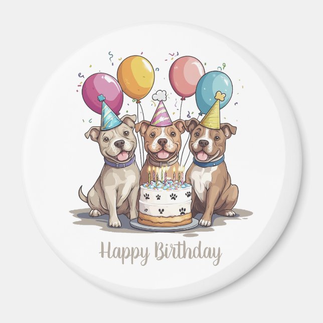 Happy Birthday Pit Bull Dogs Magnet (Front)