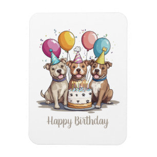 Happy Birthday Pit Bull Dogs Magnet