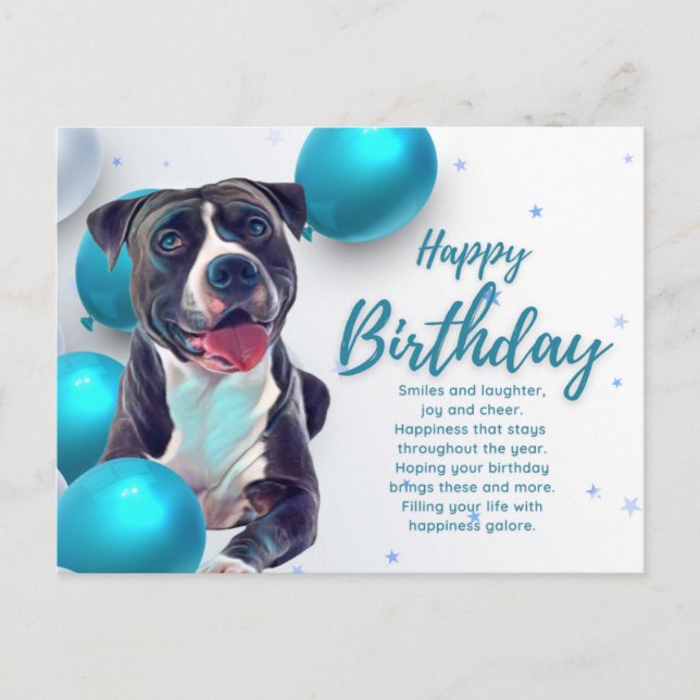 Happy Birthday Pit Bull Postcard (Front)