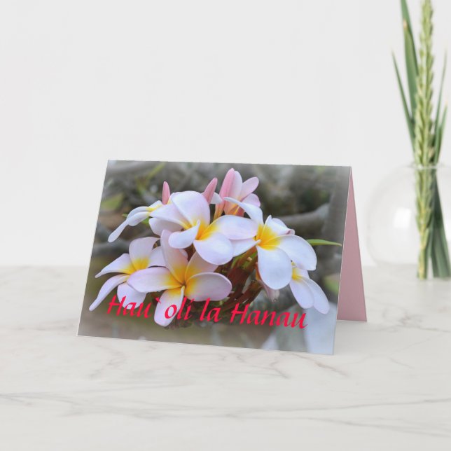 Happy Birthday Plumeria, Hawaiian Card (Front)