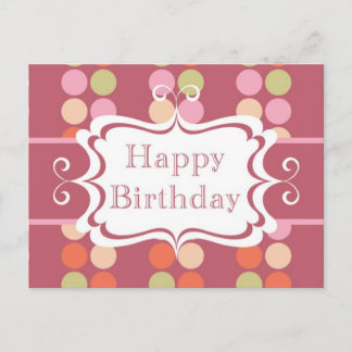 Happy Birthday (poka dots) Postcard