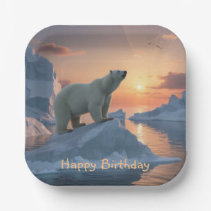 Happy Birthday Polar Bear Paper Plate
